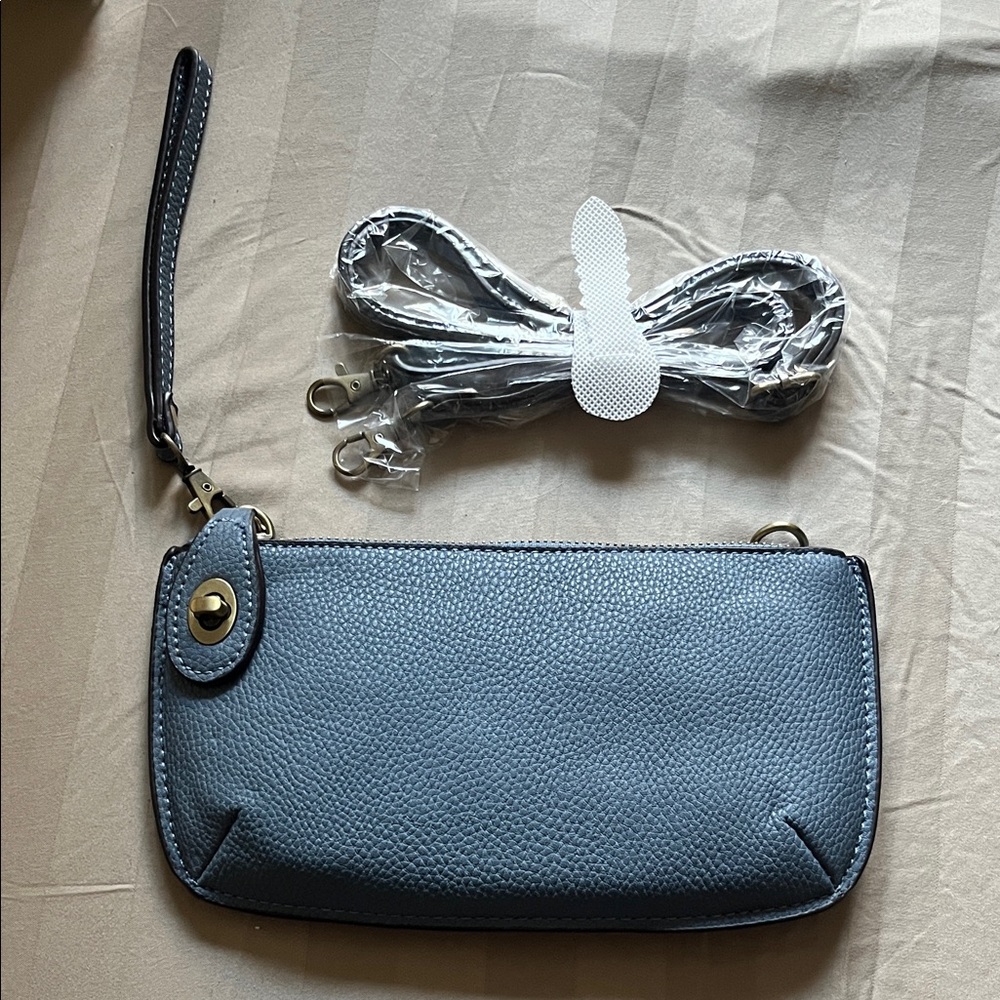 Elegant Blue Leather Wristlet